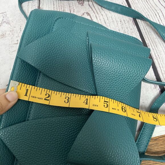 Crossi Green Bow Shoulder Bag Top Handle Adjustable Strap Chic Faux Leather - Picture 12 of 13
